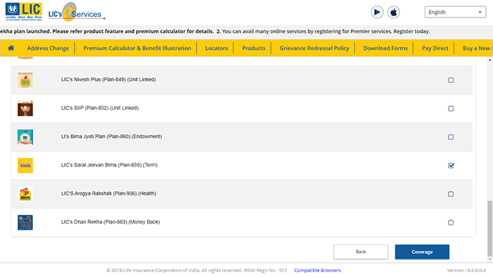 LIC list of plans