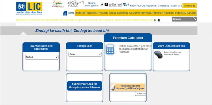 lic website premium calculator