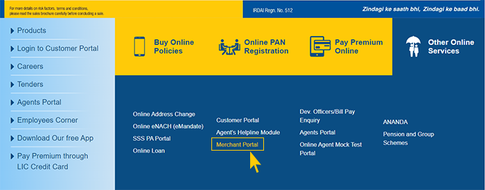 Merchant Portal option under the Online Services tab