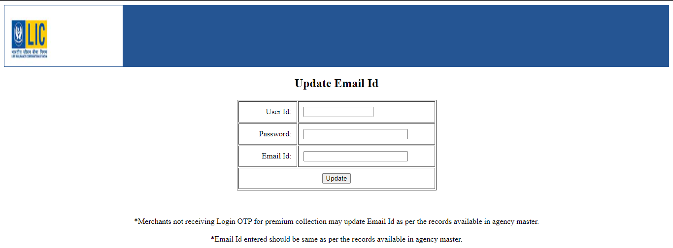 fill in with the necessary details such as user id password and email id