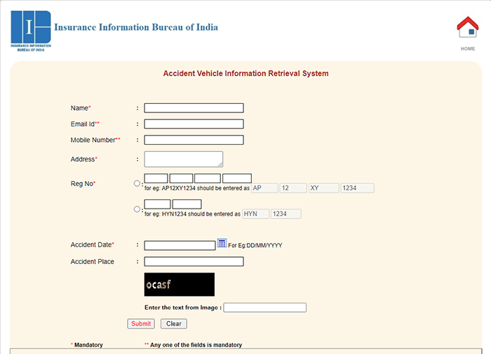 fill in the required information regarding the car