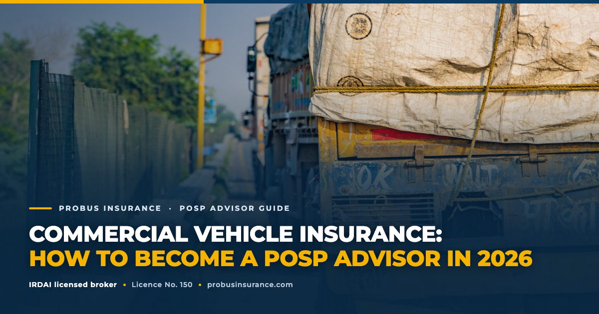 Commercial Vehicle Insurance POSP insurance advisor guide, goods carrying trucks on an Indian highway